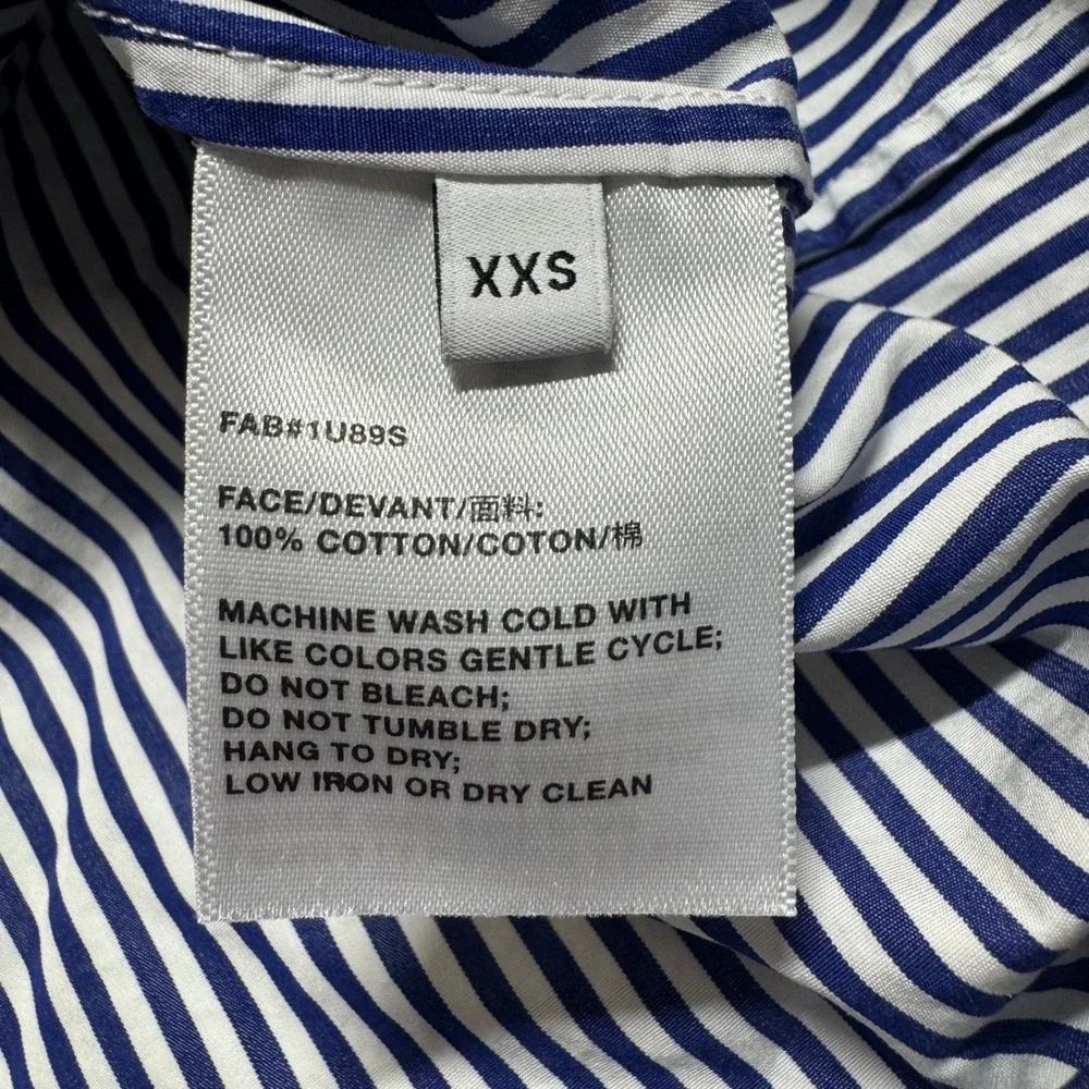 Lafayette 148 Womens‎ Shirt XXS Button Down Long Sleeve Striped Blue Tailored - Picture 7 of 9